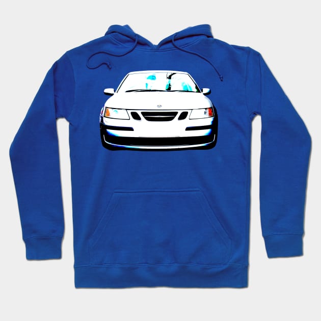 Saab 9-3 1st generation classic car high contrast Hoodie by soitwouldseem